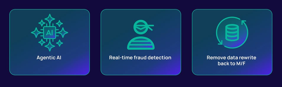 Additional real-time projects under consideration, including agentic AI, Real-time fraud detection and remove data rewrite back to mainframe.